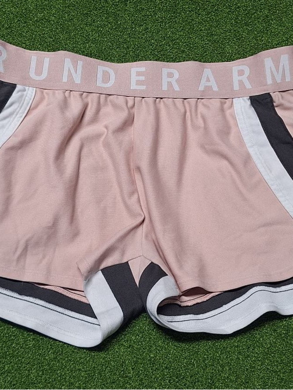 Under Armour Light Pink Training Shorts with White & Charcoal Trim